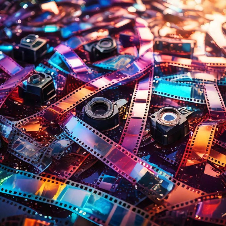 image of 35mm film strips with cameras