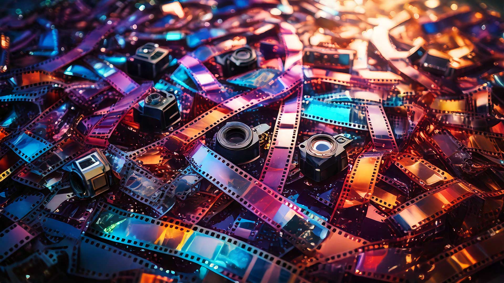 image of 35mm film strips with cameras