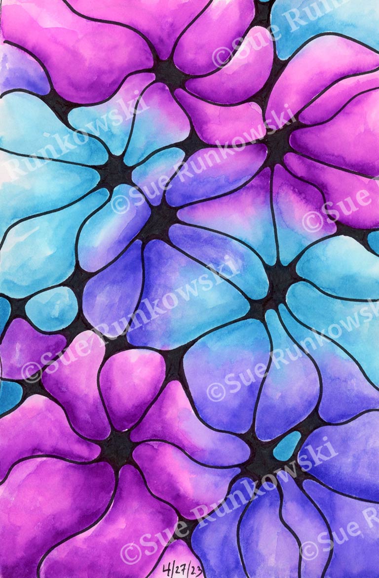 image of magenta, purple, and blue shapes