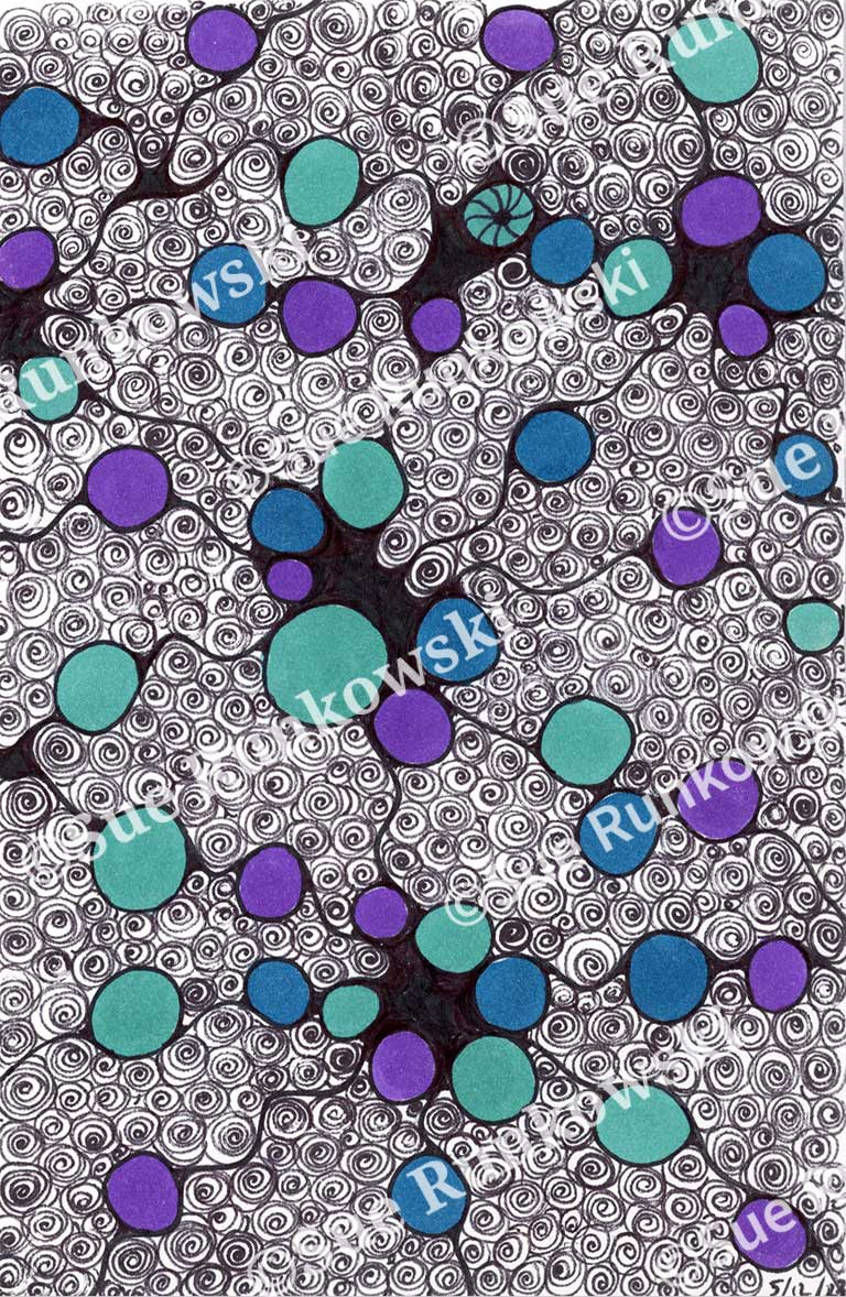 image of blue, aqua, and purple circles with spirals
