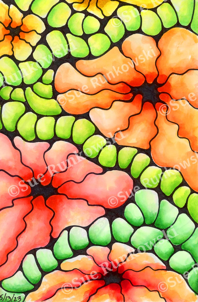 image of orange, yellow, and green shapes