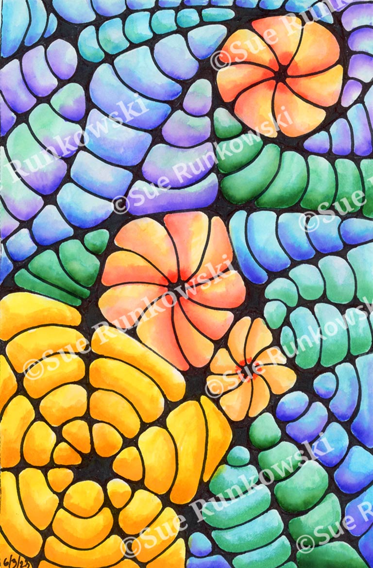 image of orange, green, and blue shapes