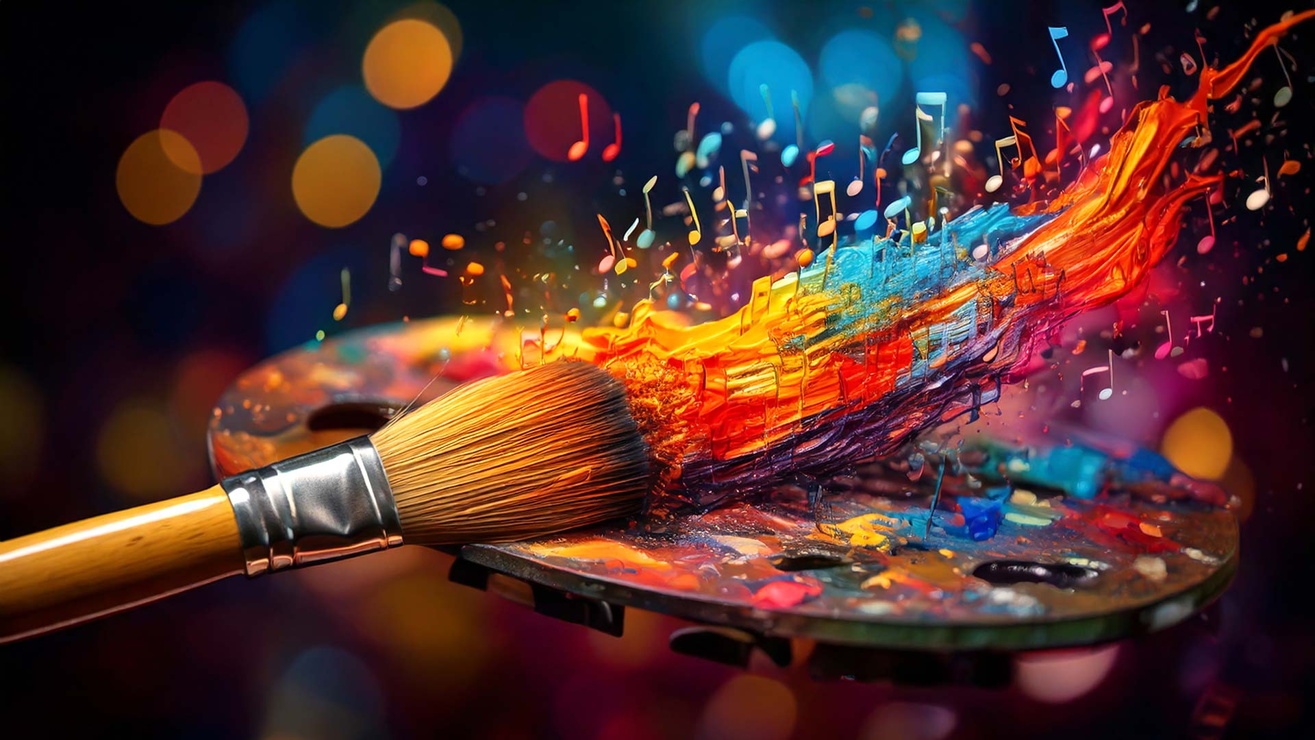 image of a paintbrush with musical notes