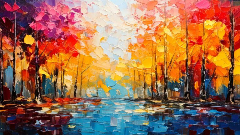 image of a landscape painting created with the impasto technique and a palette knife