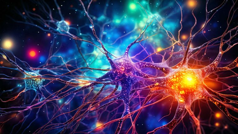 image of neurons in a surrealistic style