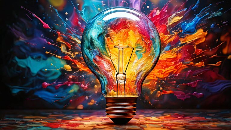 image of a light bulb with paint splatter backgrouns