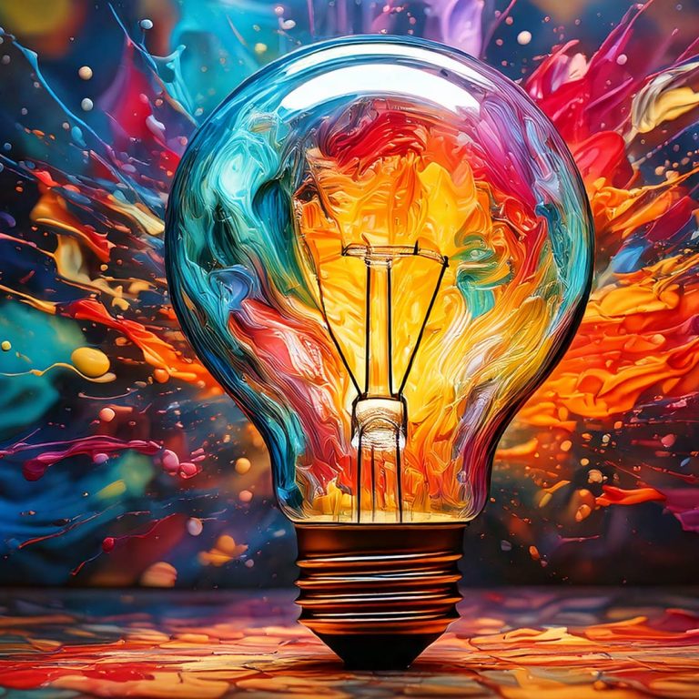 image of a light bulb with paint splatter backgrouns