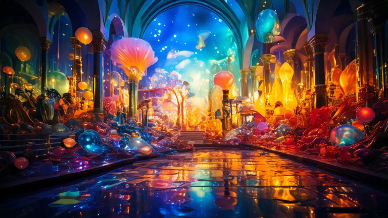 image of an imagined city with road and archway
