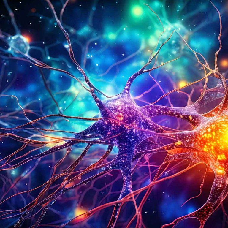 image of neurons in a surrealistic style